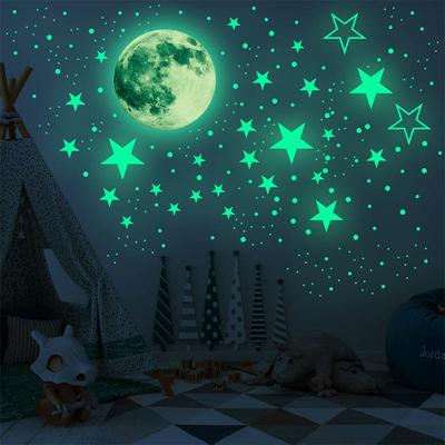 Charm Home Decoration Room Wall Stickers Luminous Decor Multi Sizes Window Earth Moon Glow In The Dark Moonlight 3D