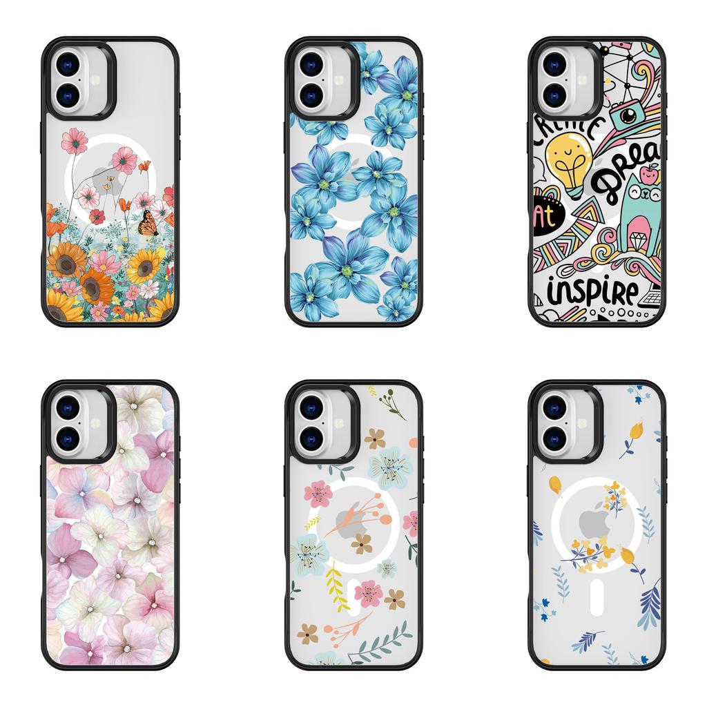 Mobile Phone Case for IPhone16pro Transparent Protective Case N52 Magnetic Phone Case Colored Pattern