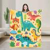 Cartoon Niedlicher Dinosaurier Weiche Warme Plüsch-Kuscheldecke für Kinder Jungen und Mädchen Flanell-Tagesdecke für Sofa Bett Außenbereich Druckabdeckung