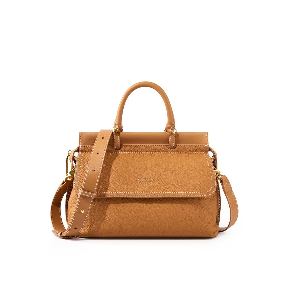 

Женская сумка большой вместимости, сумка из коровьей кожи, новая сумка через плечо, сумка-мессенджер золотисто-коричневый