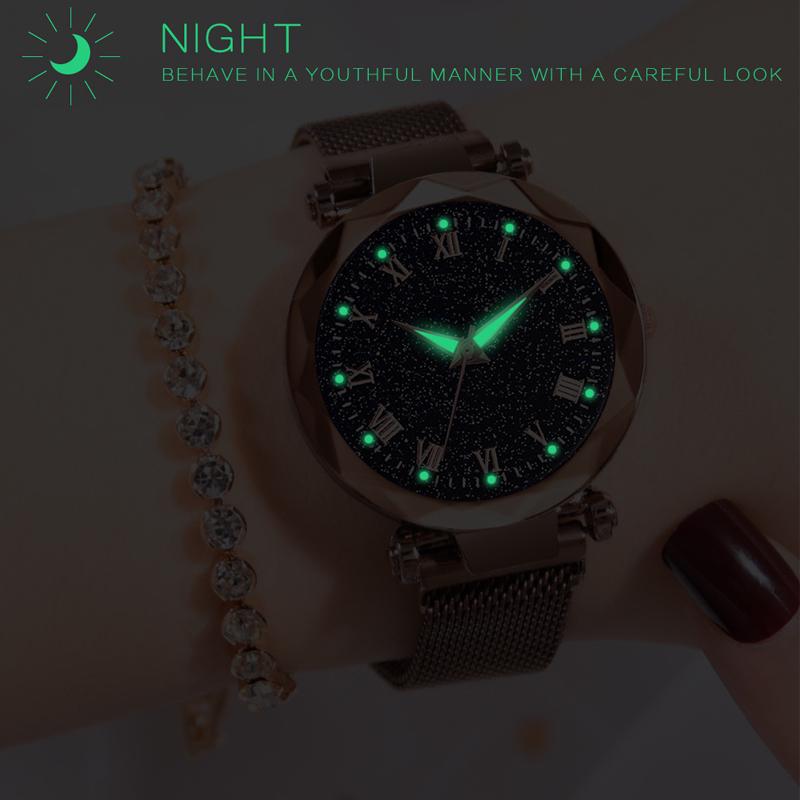 Reloj Mujer Women's Fashion Starry Sky Watches For Women Dress Magnet Buckle Mesh Belt Quartz Watch Zegarek Damski