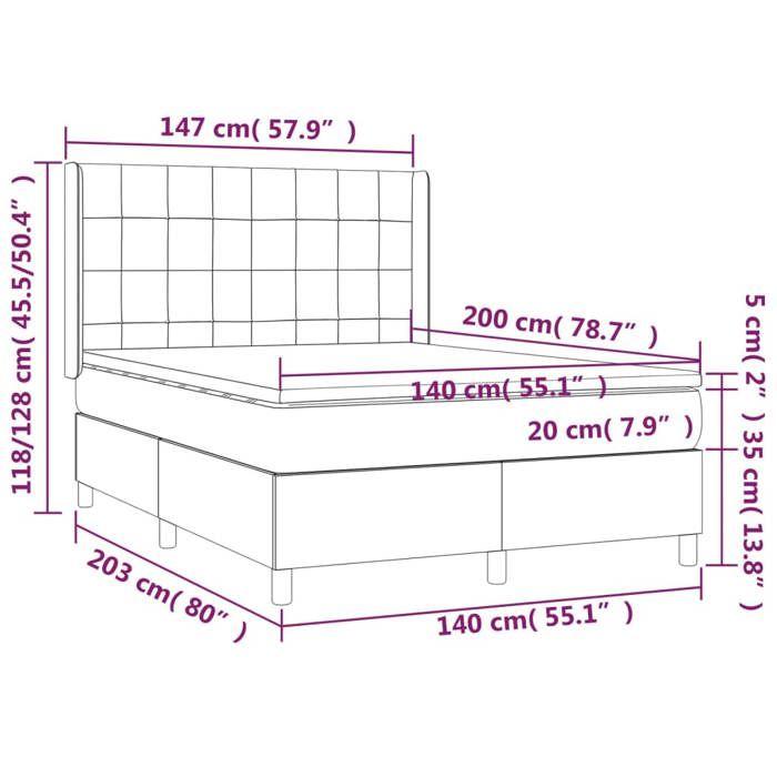 VidaXL Sommier à Lattes de Lit avec Matelas et LED, Lit Rembourré, Lit Double, Lit Adulte de Chambre à Coucher Intérieur, 3138319