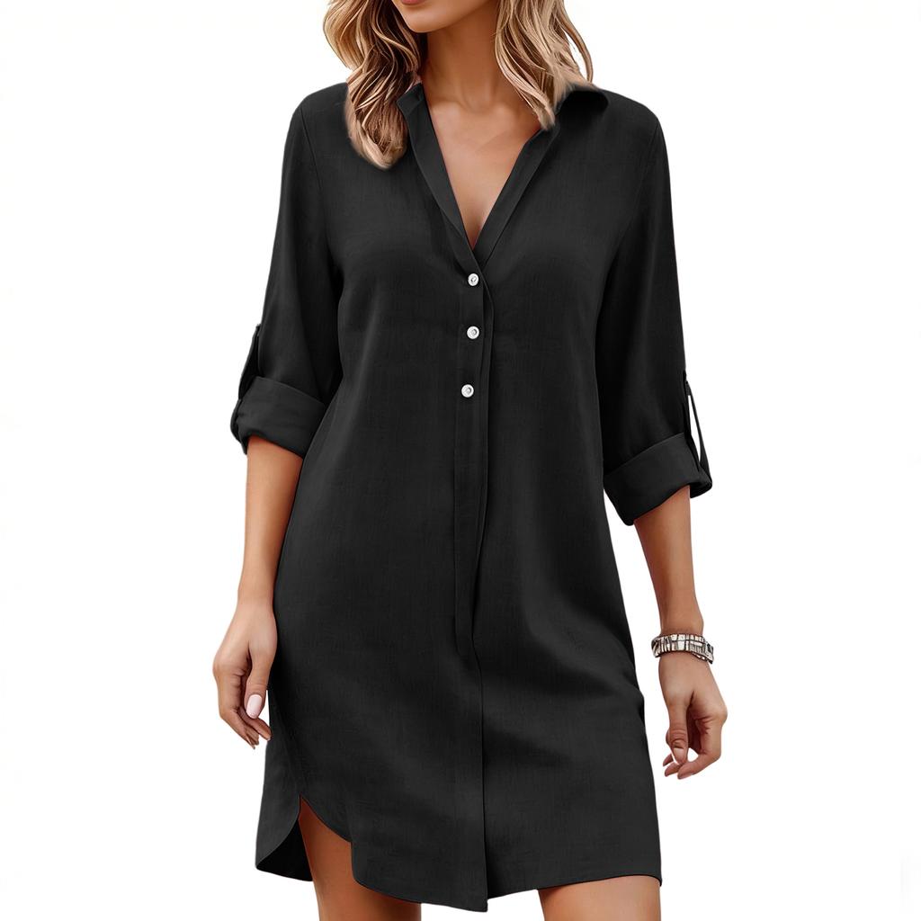 Damski Kolorowy Casualowy Kardigan zapinany na guziki z Długim Rękawem Damska Koszula Sukienka