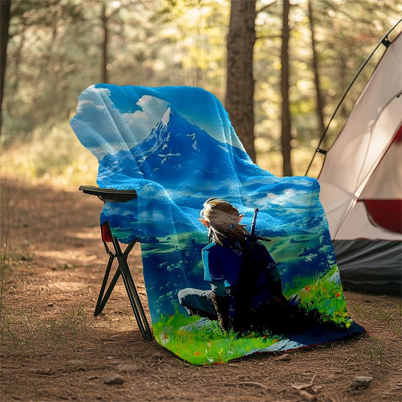 1pc Game Zelda Theme Blanket - Digital Print, Polyester, Cozy for All Seasons, Perfect for Outdoor, and Travel
