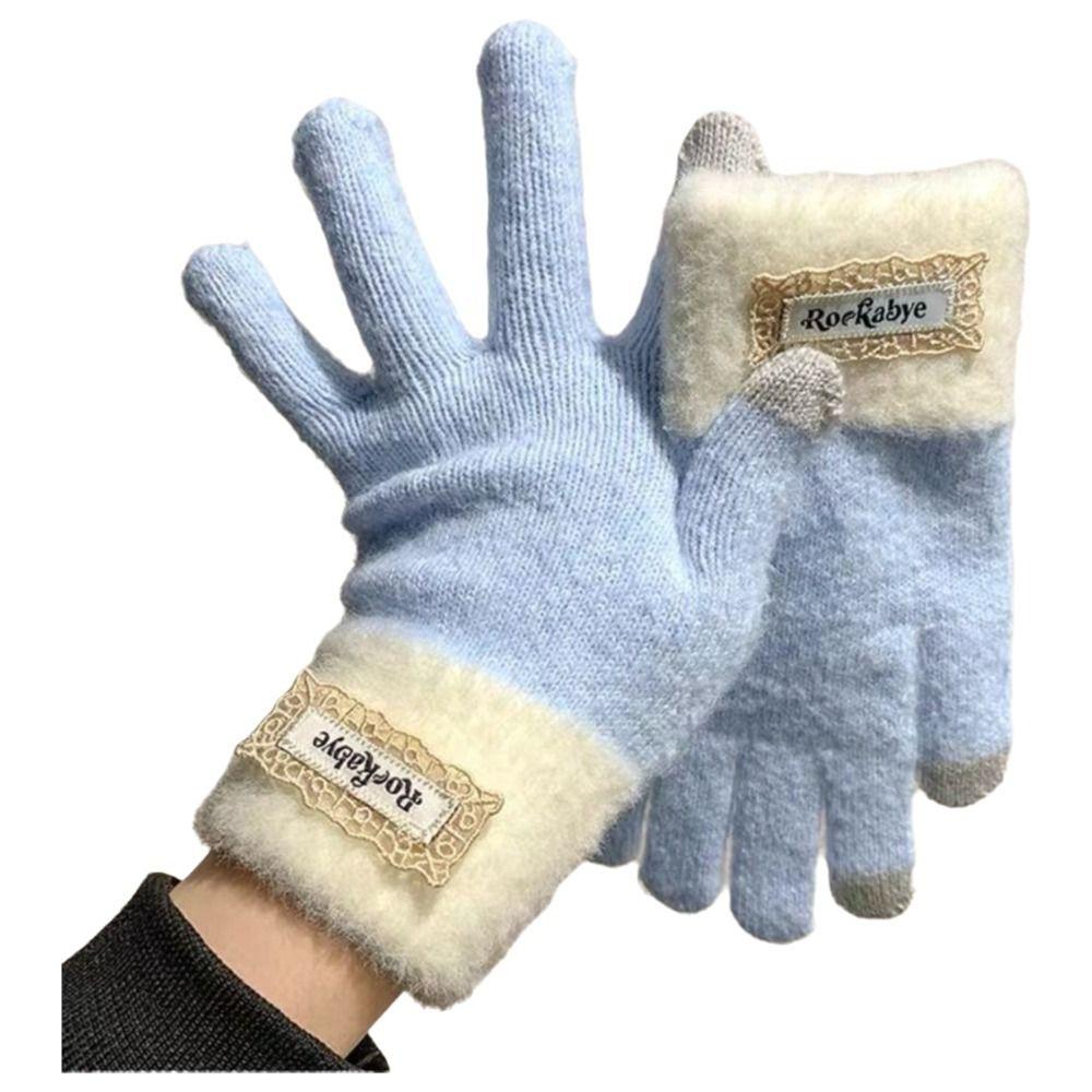 Touch-screen Warm Knitted Gloves Cold-proof Riding Protective Mittens Girls Winter Gloves Gift
