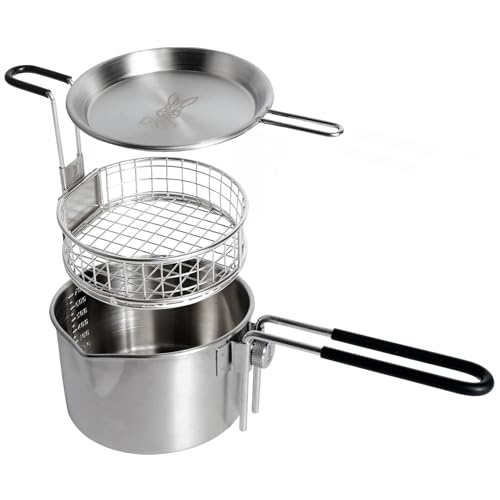 DOD Shera Kettle Agemushi Fryer Set (KS1-166-SL) with Kettle, Frying Net, Steamer, and Bamboo Cooker