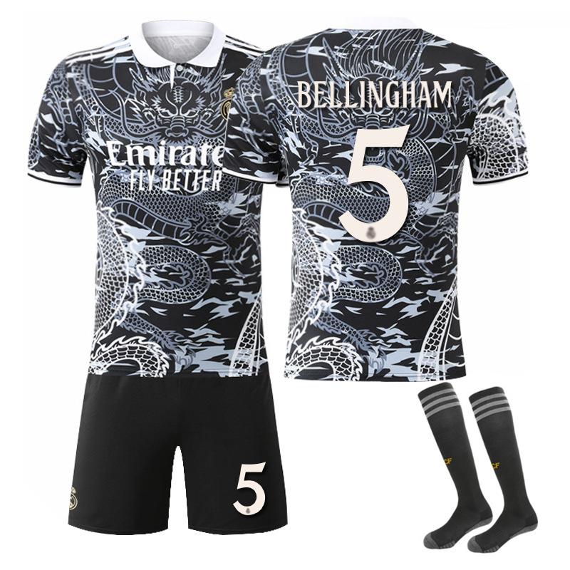 24/25 Real Madrid Anzug mit Drachenmuster Fußballtrikot-Set mit Socken