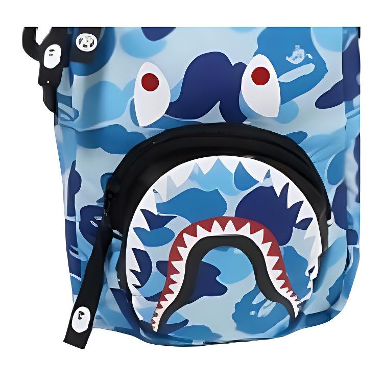 A Bathing Ape All Over Camouflage Shark Print Nylon Crossbody Bag Unisex bags Multicolor 0ZXBGM190012N