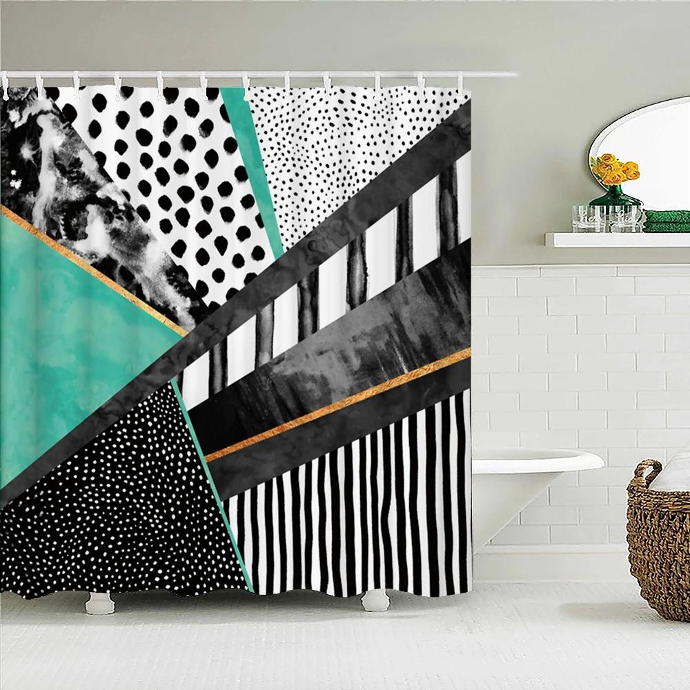 Waterproof Polyester Fabric 3D Bath Curtain Geometric Figure for Bathroom Curtain Shower Curtain Long 180*200cm