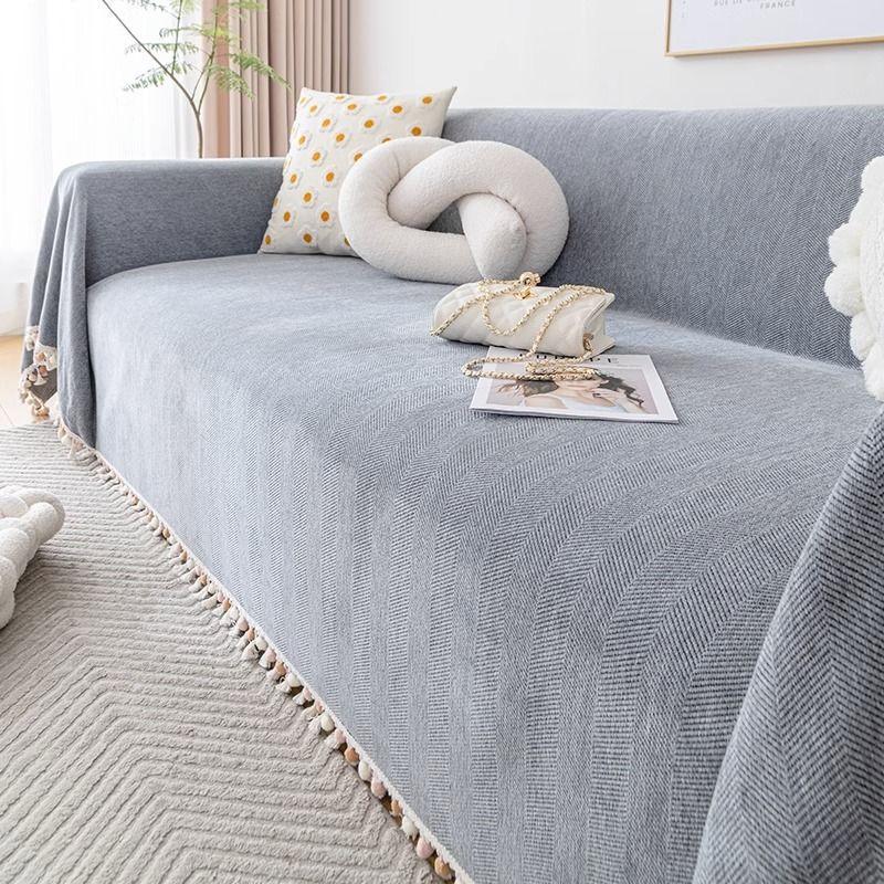 Herringbone Pattern Sofa Towel Cover Cloth Sofa Cushion Four Seasons Universal High Sense Full Covered Sofa Cover Chenille Cushion