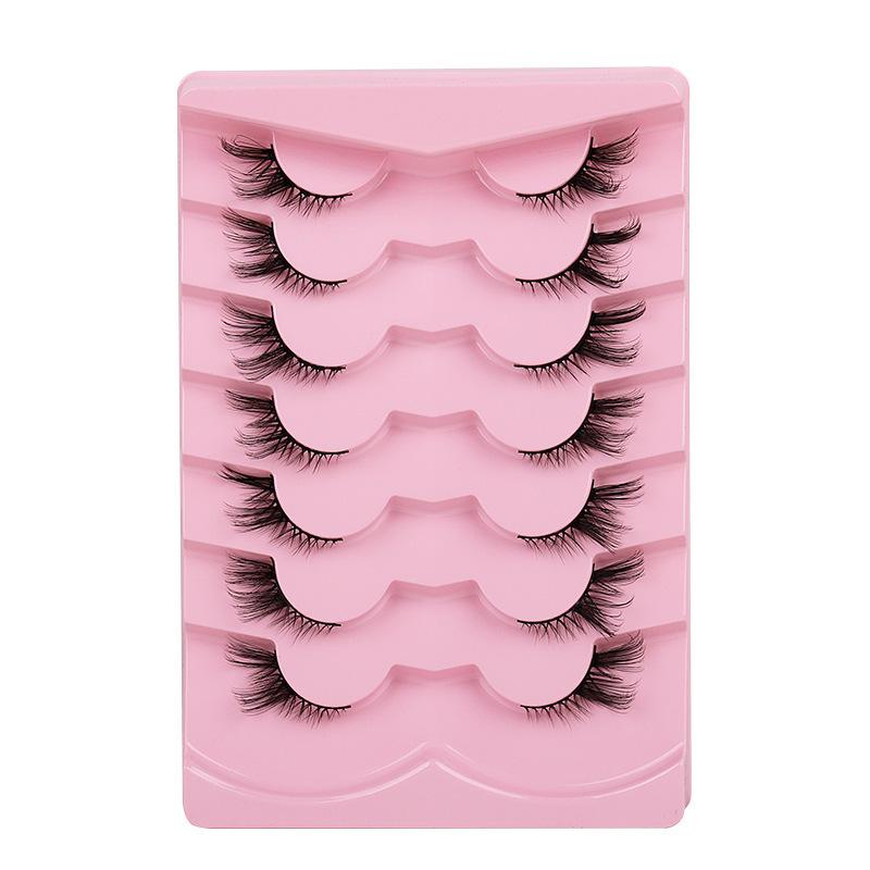 

7 Pairs Cross-border Fox-eye Slanting False Eyelashes with Dense 3D Curling for Lengthened Eye Tail Standard