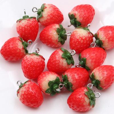 Red 17x25mm DIY 3D Strawberry Resin Pendant Charm