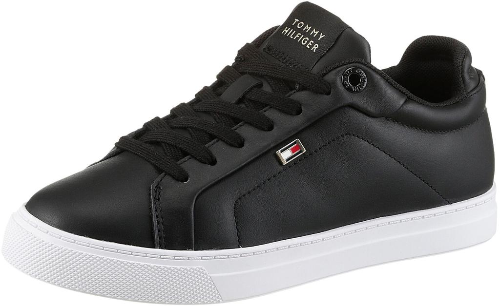 Tommy Hilfiger Court Sneaker Icon Flag Sneakers In Black Leather