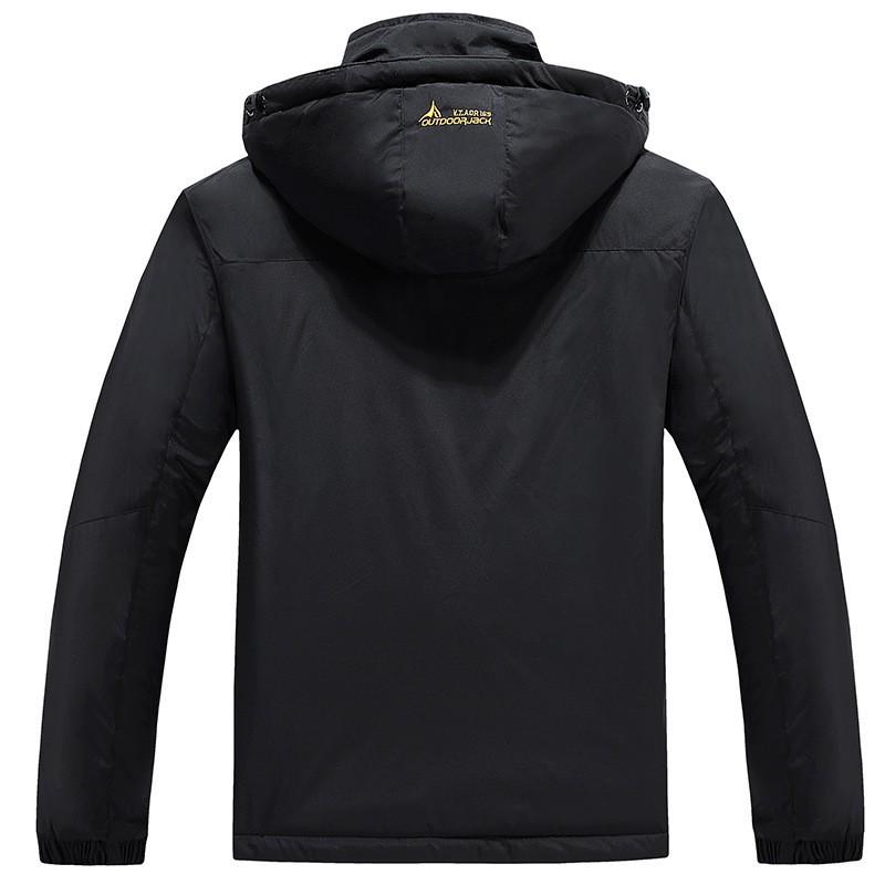 Unisex Wasserdichte Winddichte Outdoorjacke Wandern Skifahren Camping Laufen - Einfarbige Kapuzen-Winterjacke mit Fleecefutter