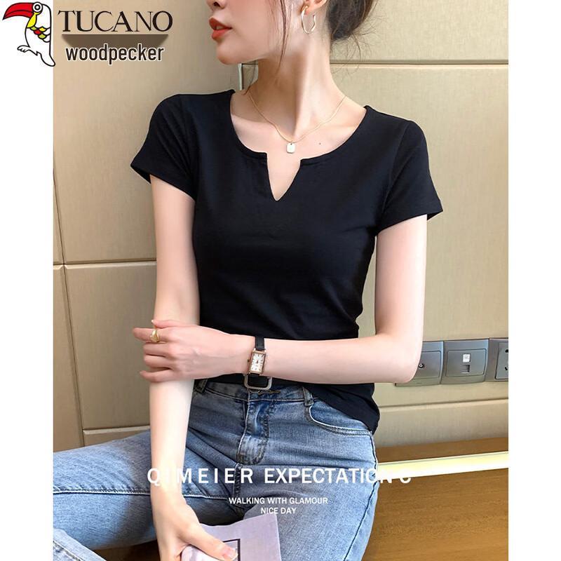 Woodpecker Women's Slim-Fit V-Neck Cotton T-Shirt