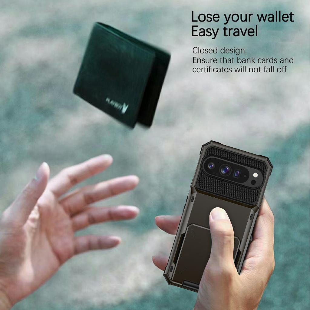 For Google Pixel 10 Pro XL Case PC+TPU Dual Layer Back Phone Cover with Card Holder