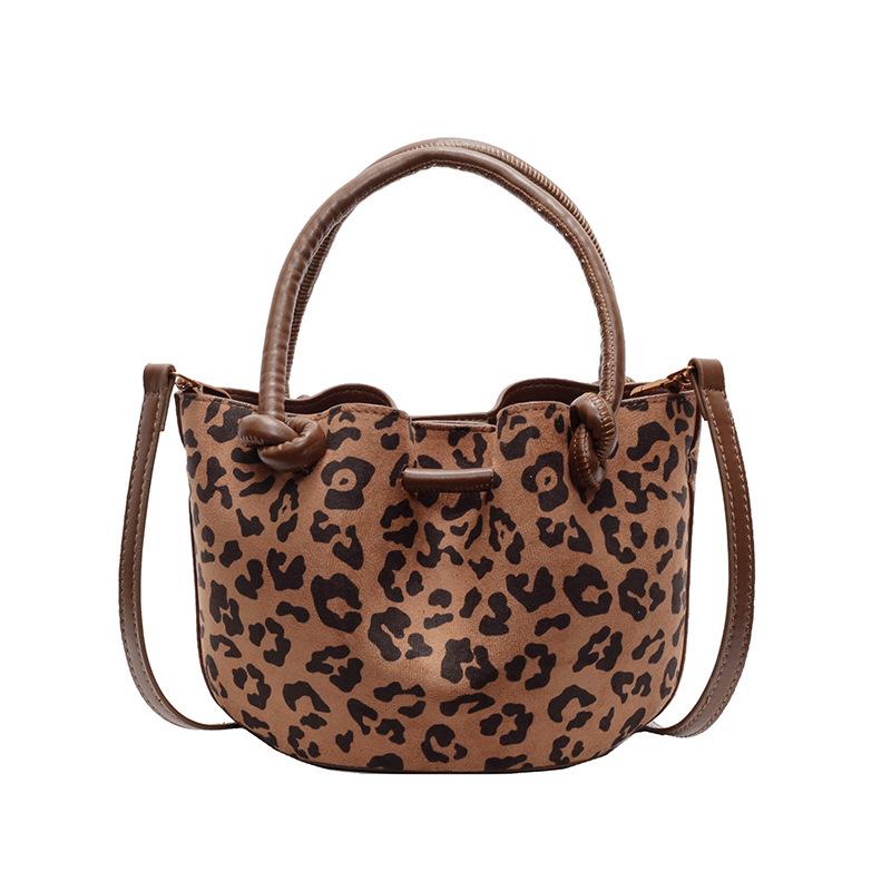 Wholesale Niche Leopard Print Bag Women's 2025 New Autumn and Winter Versatile Messenger Bag Suede Portable Bucket Bag