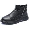 High-top autumn 22 new British style crocodile pattern leather boots sports casual black trendy shoes