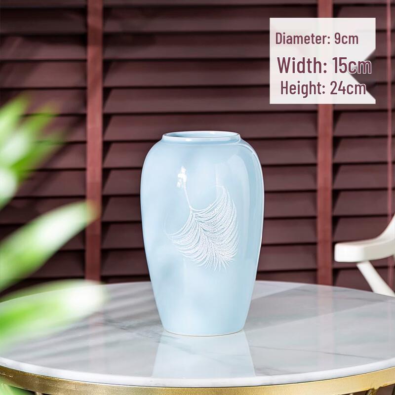 Retro Hand-Painted Ceramic Feather Vase Set (2 Pcs)