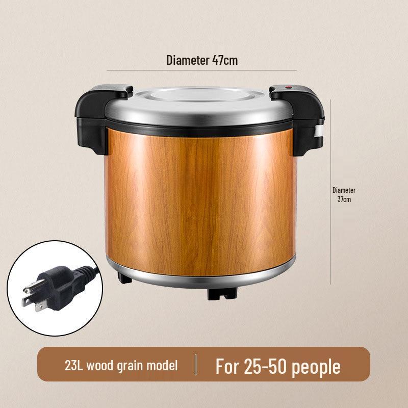 23L Wood Grain Electric Stainless Steel Rice Warmer - Insulated, Constant Temperature.