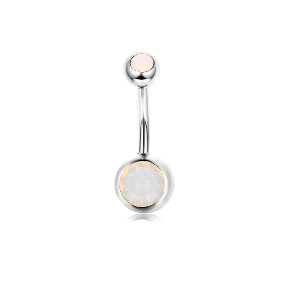 9pcs Set Trendy Classic Arc Double Head Shiny Round Zircon Navel Ring for Women Men Stainless Steel Piercing Body Jewelry Sets