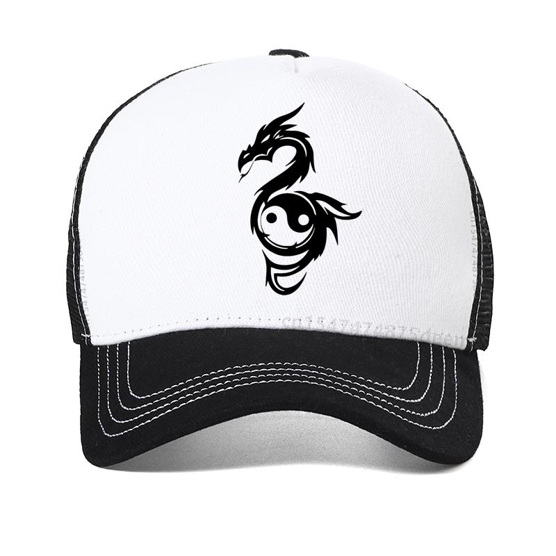 Dragon Tai Chi Gossip Hat Fashion for Women Unisex Best Friends Gift Hip Hop Hats Adjustable Yin Yang Baseball Cap Couple Mesh Caps
