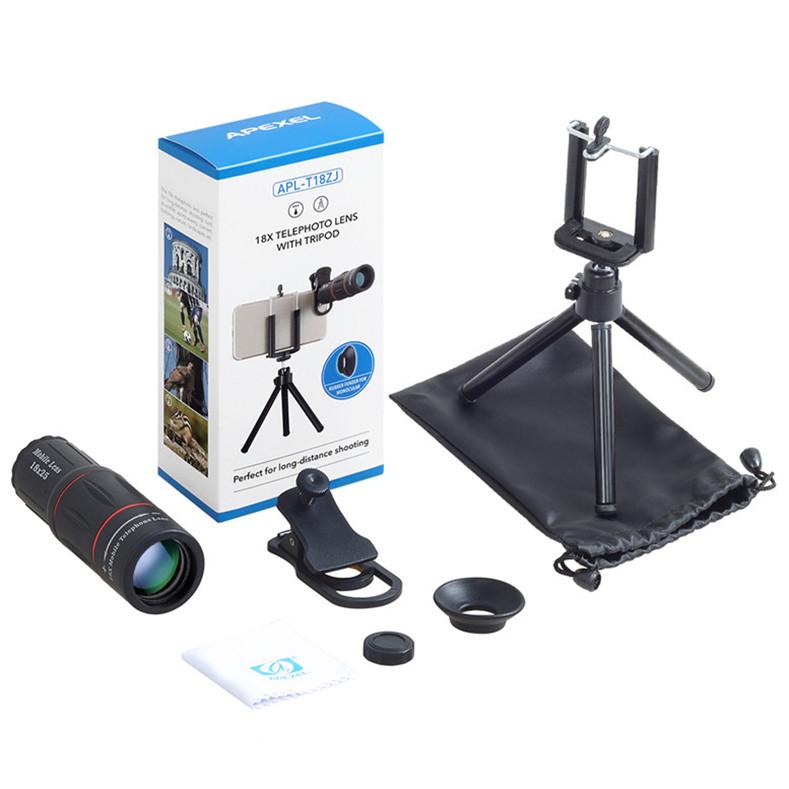 High Quality 18x Mobile Phone Telephone Zoom Lens Telescope Camera Lens with Clip Tripod