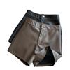 Women's High Waist PU Leather A-line Shorts - Autumn/Winter Slimming Bootcut Style