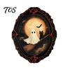 Decorative Magnetic Photo Holders Halloween Wooden Refrigerator Magnets, Vintage Gothic Oval Frame Fridge Magnets with Witch Ghost Decors Castle Art,