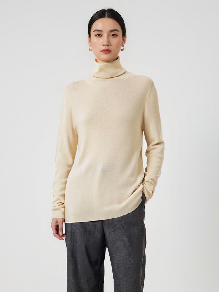 Early Autumn Cashmere & Mulberry Silk High-Neck Slim Fit Knitted Sweater for Women