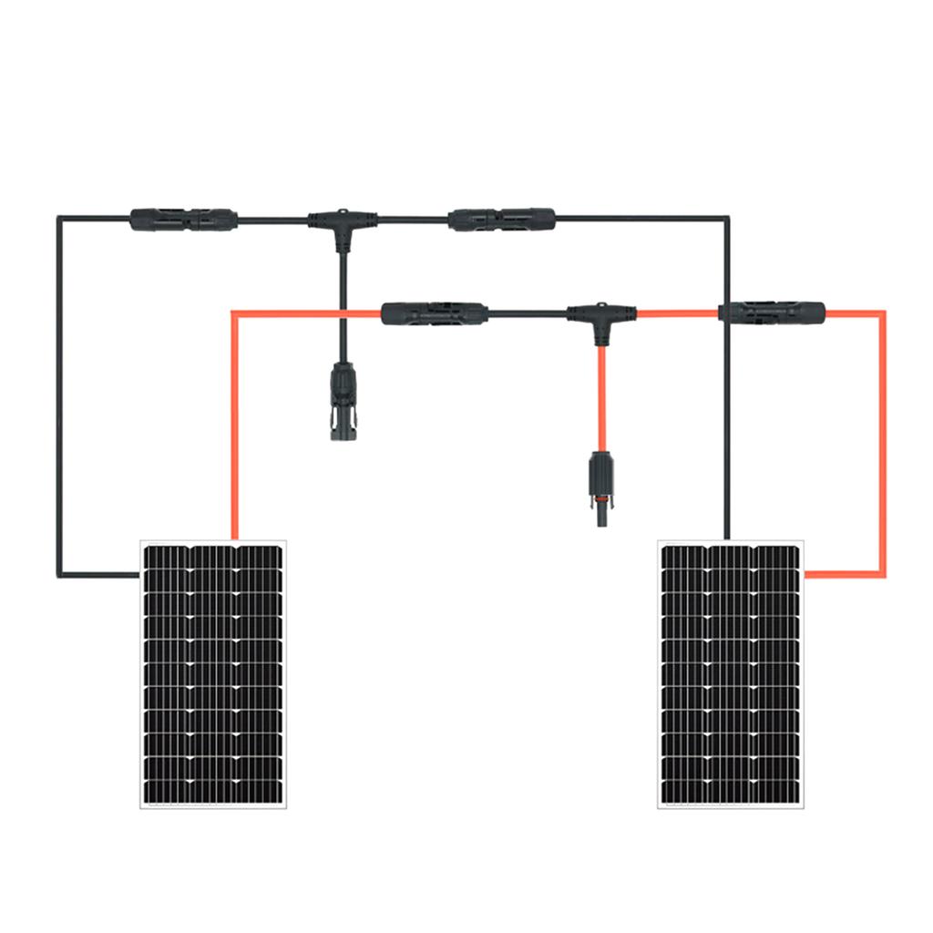 Solar Panel T Branch Connectors 30A 1000V Dual Photovoltaic Wire Splitter 6mm2 Extension Cable Pair for Energy Systems