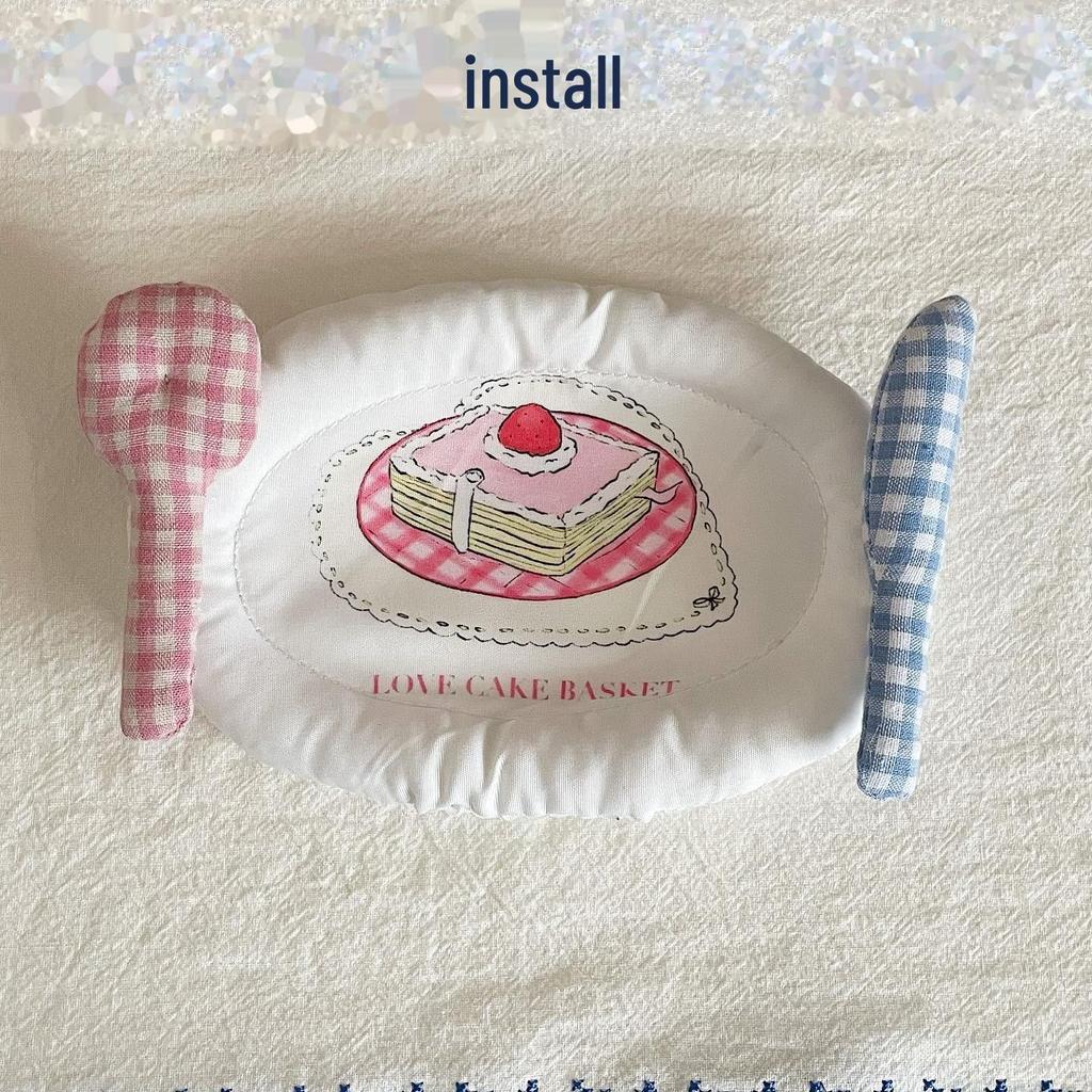 Cute Cartoon Cake Print Fabric Coasters & Placemats - Girly Desktop Decorative Cotton Pads