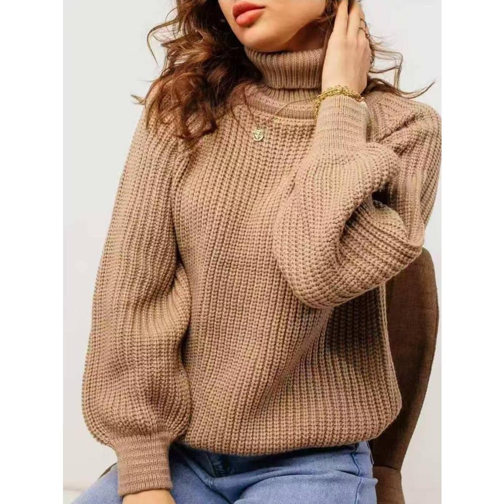 Turtleneck sweater women's knitted loose new turtleneck thickened autumn and winter solid color casual sweater
