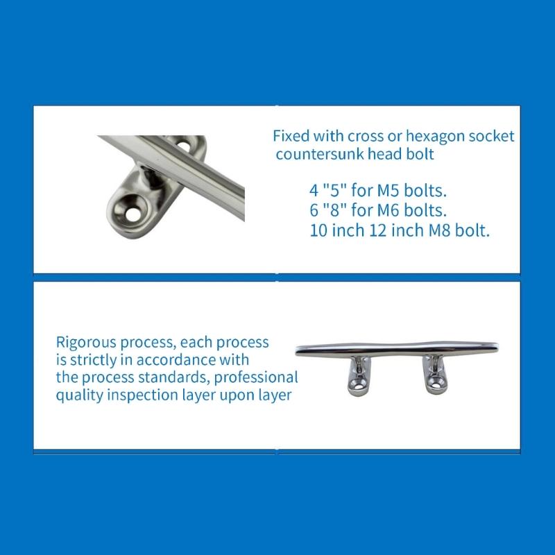 Boat Cleat Open Base 4/5/6//8/10/12 Inch, Dock Cleat 316 Stainless Steel Marine Grade Boats Hollow Base Cleats