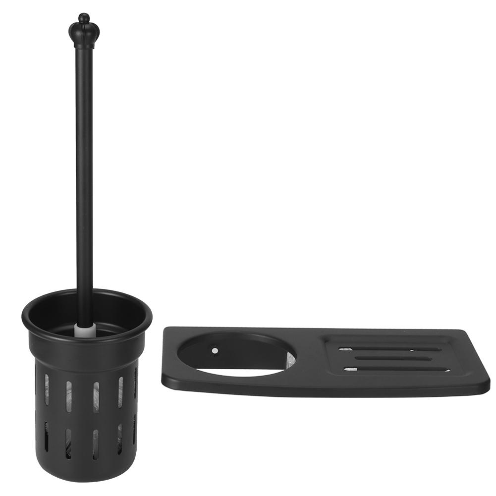 Wall‑Mounted Toilet Brush Holders Home Bathroom Toilet Bowl Cleaning Brush Holders Set(7243B Black )