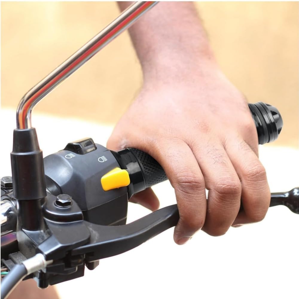 Motorcycle Grip Left and Right Set Aluminum Bar End 0.9 Inch (22.2 Mm) Custom Bike Clip Universal (Black Color)