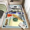 VIKAMA 100 Yuan Banknote Langer Teppich, Waschbar, Rutschfest, Nachttischmatte, Schlafzimmer- und Wohnzimmerteppich, Heimdekoration