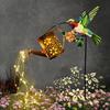 Solar Watering Can Garden Light Metal Hollow-Out Hummingbird Decorative Light Outdoor Spike Lamp for Lawn Pathway