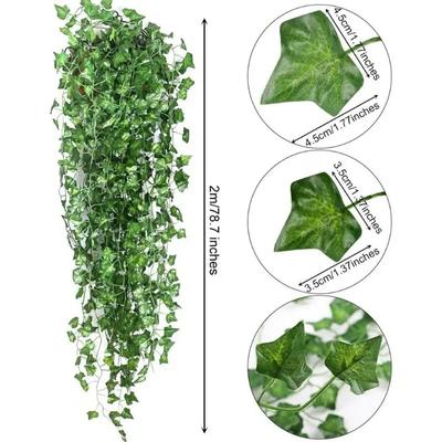 12Pcs 200Cm Green Silk Artificial Hanging Christmas Garland Plants Vine Leaves Diy Home Wedding Party Bathroom Garden Decoration