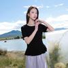 Sancai Women's Plus Size Ruffle Short Sleeve T-Shirt