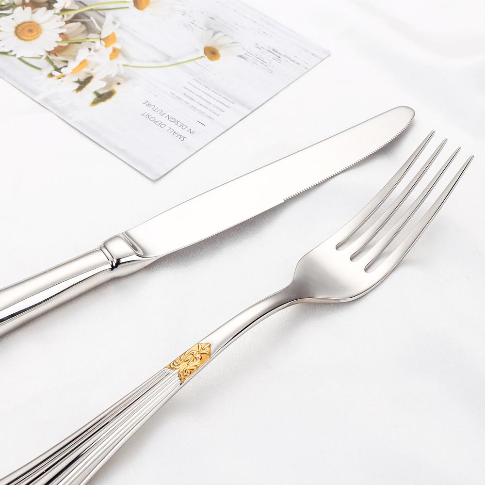 10,1" Vergoldetes Luxus-Tafelmesser-Set mit hohlem Griff Spülmaschinenfest Edelstahl Silber Tafelmesser 2/3/4/5/6 Stück