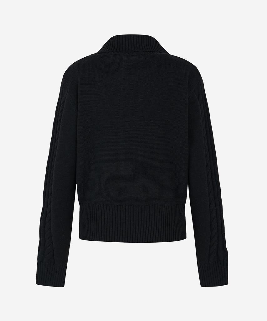 LORDLOAR Two-Way Windproof Zip-Up Knit Black