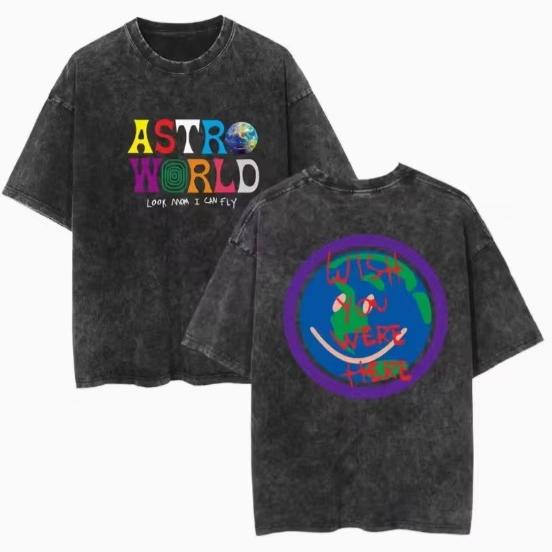 2026 A Double-sided NEVERMIND Lunar Phase Changes Retro-style Printed Vintage Washed Distressed Crew Neck T-shirt for Men Women Casual Short Sleeve