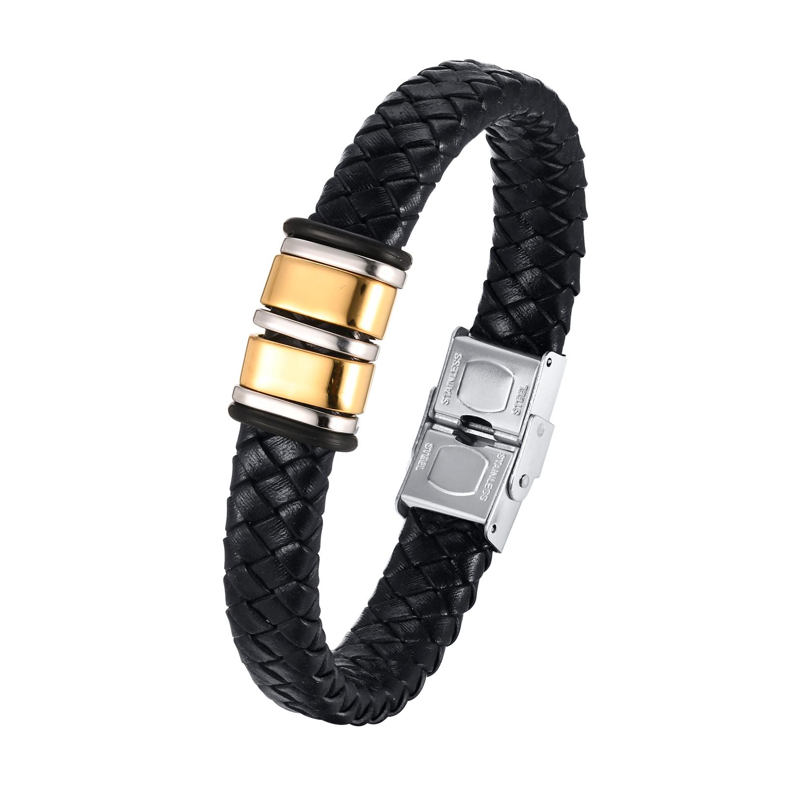 

Vnox Free Personalized Family Names Stainless Steel Beads Bracelets Gift for Dad Grandpa, Mens Leather Wristband,Christmas Gift