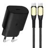 25W Charger Adapter - for Samsung - USB-C - 60W Cable - Compatible S20/S21/S22/S23 - Black