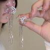 Monduntergang, Sterne, Mondquasten, Ohrknochen-Clips, Elegante lange schlankmachende Ohrclips, Leichter Luxus, Hochwertiges Gefühl, Ohrringe ohne Ohrloch