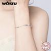 WOSTU European Style Feather Bracelets 925 Sterling Silver CZ Stone Chain Link Women Silver Jewelry