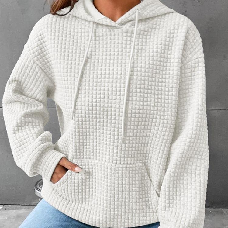 

Autumn Winter Women Hooded Grunge Sweater Long Sleeve Round Neck Solid Color Blouse Top 5XL