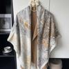 130*130cm 30% Seide +70% Wolle Schal Retro Vintage Luxuriös Weich Stola Groß Warm Winter Wickeltuch für Damen