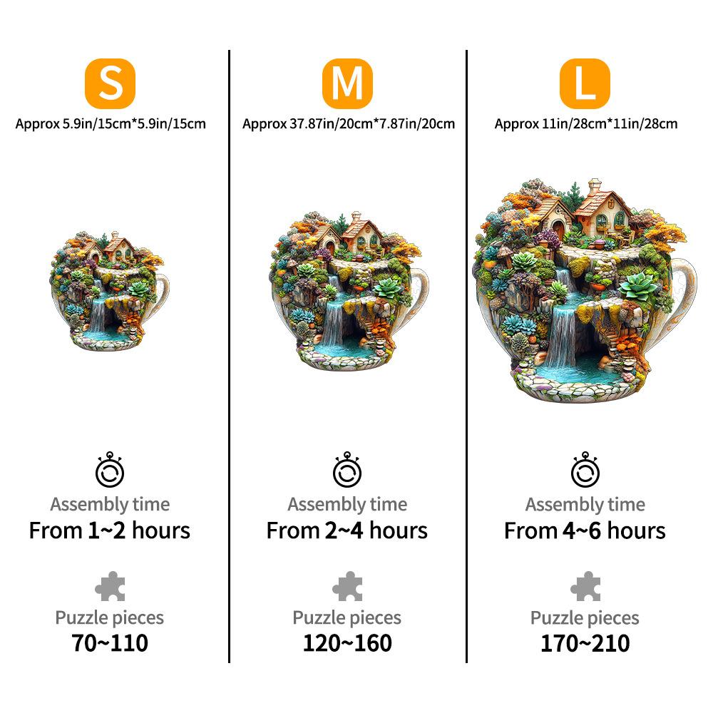 Cup-Shaped Succulent House Wooden Puzzle Irregular Small Animal Pieces Flat Wooden Puzzle
